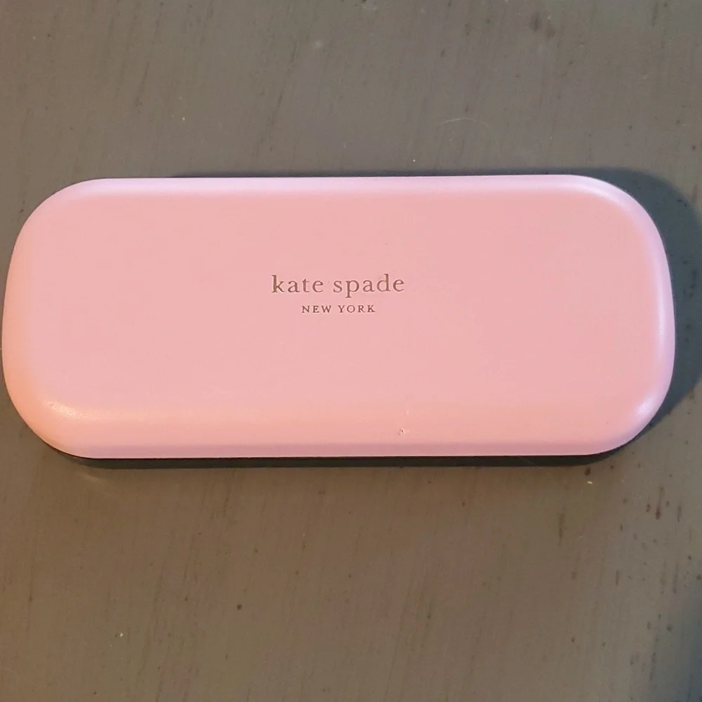 Kate Spade Eyeglass/Sunglasses Case Green & Pink HARD side Lined